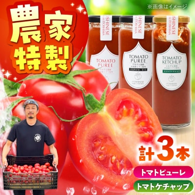 無添加トマトピューレとケチャップ 3本セット 糸島市 / かわぞえ農園 [AAM008]