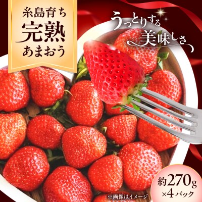 福岡県糸島市産完熟あまおういちご(約270g×4P)糸島市/mhshops[AKQ002]