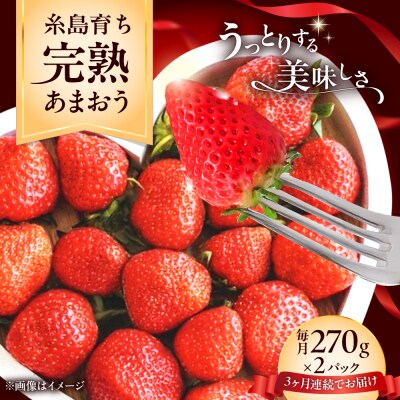 【全3回定期便】福岡県糸島市産完熟あまおういちご(約270g×2P)/mhshops[AKQ004]