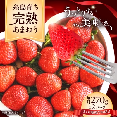 【全3回定期便】福岡県糸島市産完熟あまおういちご(約270g×2P)/mhshops[AKQ004]