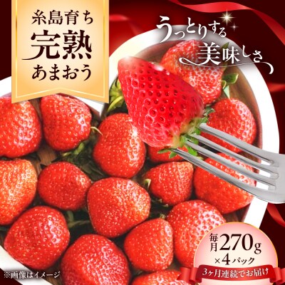 【全3回定期便】福岡県糸島市産完熟あまおういちご(約270g×4P)/mhshops[AKQ005]