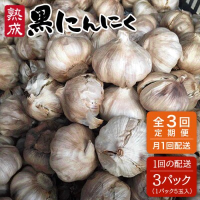 【全3回定期便】 熟成黒にんにく 15玉 ( 1パック 5玉 × 3パック ) [AHC035]