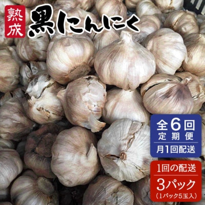 【全6回定期便】 熟成黒にんにく 15玉 ( 1パック 5玉 × 3パック ) [AHC036]