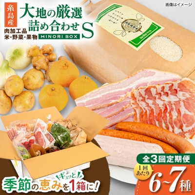 全3回定期便 糸島産 肉 米 野菜 果物 厳選詰め合わせ MINORI BOX S [AOP008]