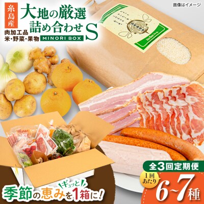 全3回定期便 糸島産 肉 米 野菜 果物 厳選詰め合わせ MINORI BOX S [AOP008]