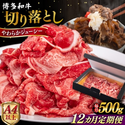 【全12回定期便】【A4/A5等級】博多和牛 切り落とし 500g 糸島市 / [AIA098]