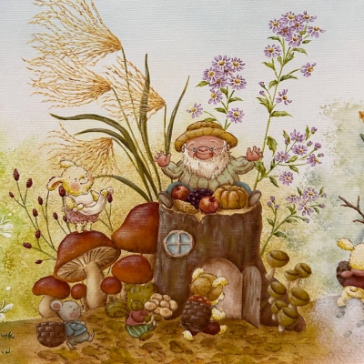 【一点物】絵画「リトリト森の春夏秋冬」 糸島市 / 工房はーべすと [AYA082]