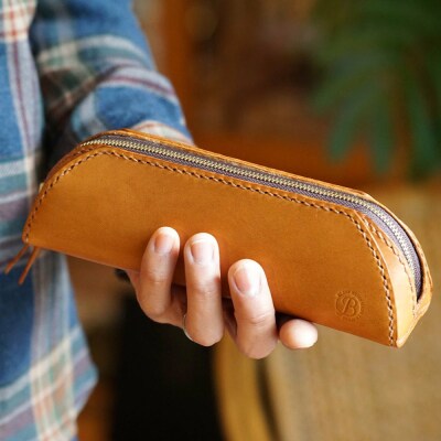 本革 手縫いのzipペンケース 本革 革小物 糸島市 / BLESS [AAA032]