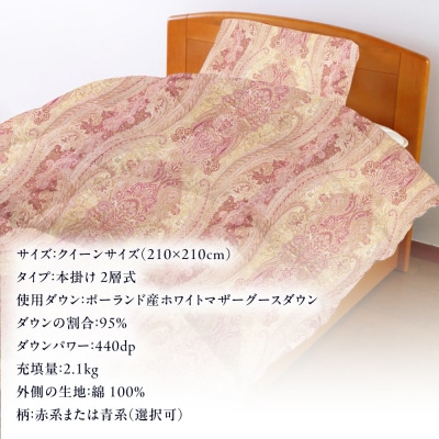 【クイーン】 羽毛 布団 本掛け 2層式 ポーランド産 グースダウン95%  [AYM031]