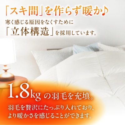 【ダブル】羽毛 布団 本掛け 無地 ダウン93%  [AYM034]