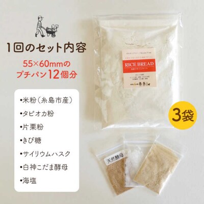 【 全3回 定期便 】米粉 プチ パン キット 3袋 ( 3回分 )  [AVC029]