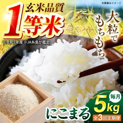 【全3回定期便】 にこまる 玄米品質1等米 白米 5kg 糸島市産 [AGR008]