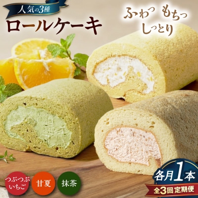 【全3回定期便】ロールケーキ人気の3種 1本 [AHB068]