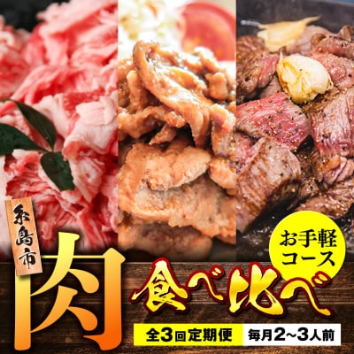【全3回定期便】糸島・お肉定期便(お手軽コース) 毎月2-3人前 [AAH017]