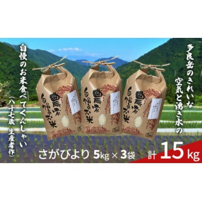 【さがびより】湧き水で育てたおいしいお米 精米 低温精米 5kg×3袋15kg　PC3