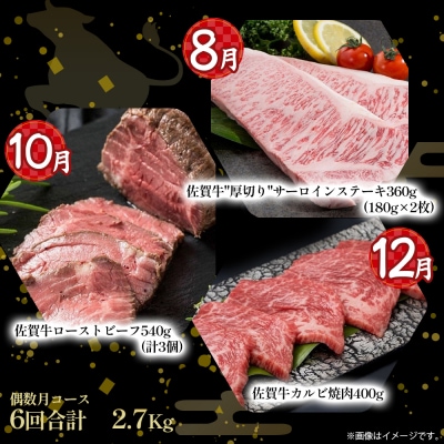 佐賀牛 厳選!6回定期便 偶数月コース 【2月・4月・6月・8月・10月・12月発送】 T31
