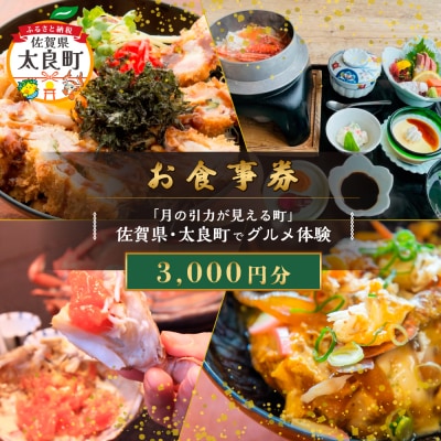 【お食事券】「月の引力が見える町」佐賀県・太良町でグルメ体験(3,000円分) NA16