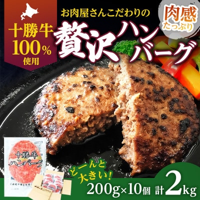 北海道 十勝牛 手ごねハンバーグ 200g×10個 [53691497]