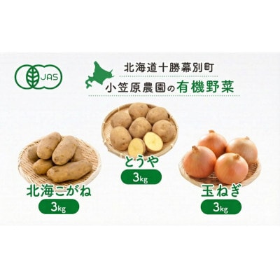 小笠原農園の有機野菜3種(とうや・北海こがね・玉ねぎ)各3kg《秋出荷先行予約》[53690949]