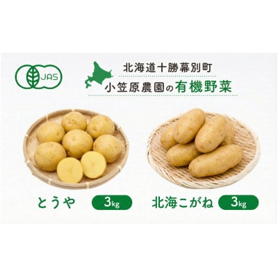 小笠原農園の有機じゃがいも2種(とうや・北海こがね)各3kg《秋出荷先行予約》[53691400]