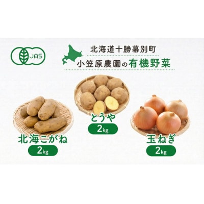有機野菜3種詰合せ(とうや・北海こがね・玉ねぎ)各2kg《秋出荷先行予約》[53691406]
