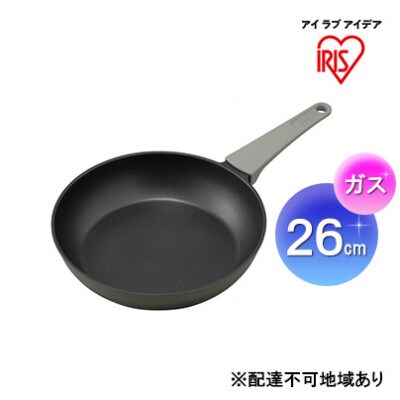 取っ手一体型フライパン26cm(ガス)パールグレー DCF-G26 アイリス[53750960]