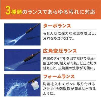 高圧洗浄機 FBN-701-D オレンジ 持ち運びができる4輪キャスター付き[53751934]