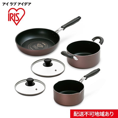 フライパン なべ 5点 セット DCI-FP5S ブラウン ダイヤモンドコート [53751506]