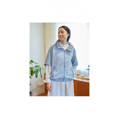 扇風機付き 作業服 CASUALセットL 半袖フード有り水色 アイリスオーヤマ[53752290]