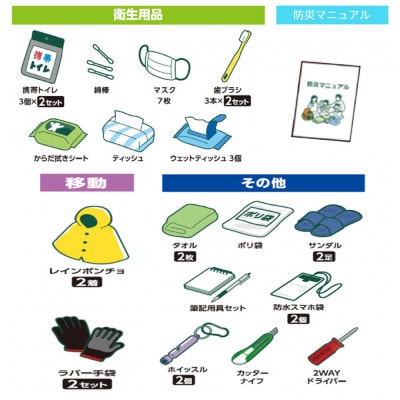 防災グッズ 2人用 防災セット 67点 16食分  ホワイト[53750540]
