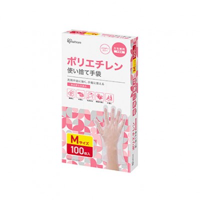 ポリエチレン使い捨て手袋 Mサイズ 100枚 7箱[53752321]