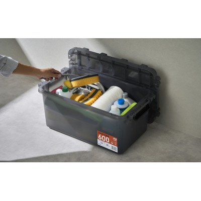 収納ボックス HUGEL SMOKE BOX クリアブラック アイリスオーヤマ[53752697]