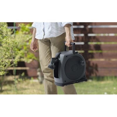 フルカバーホースリール　ダークグレー/ブラック 水まきホース 15mカバー付き[53752826]