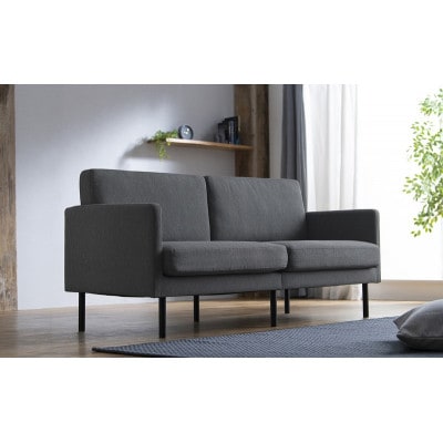 3人掛けポケットコイルソファ　ダークグレー アームレスト付 アイリスオーヤマ[53752852]