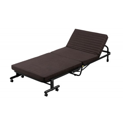 ベッド 折りたたみベッド　ブラウン シングル アイリスオーヤマ マットレス付き[53752872]