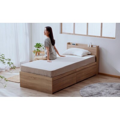 収納ベッド宮付き ライトナチュラル シングル 宮付き アイリスオーヤマ[53752883]