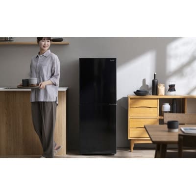 冷凍冷蔵庫 153L ブラック 2ドア アイリスオーヤマ スリム 右開き[53752905]