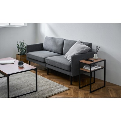 2人掛けポケットコイルソファ  ダークグレー アイリスオーヤマ アームレスト付[53753074]