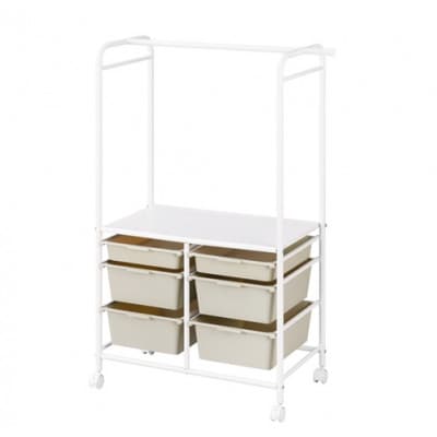 キッズ収納ハンガーラック  幅約71.7cm ホワイト/ベージュ　アイリス [53753082]