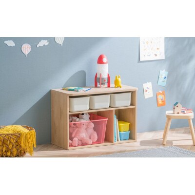 収納棚 ラウンドシェルフ ロータイプ ナチュラル/ライトベージュ アイリス[53753086]