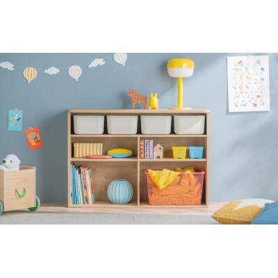 収納棚 ラウンドシェルフ ワイドタイプ ナチュラル/ライトベージュ アイリス[53753090]