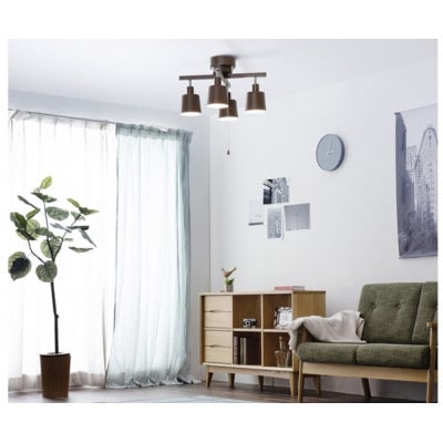 照明 4灯シーリングライト クロス  ブラウン アイリスオーヤマ[53753104]