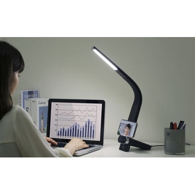 LEDデスクライトQi充電シリーズ 縦置きタイプ 調光・調色 黒アイリスオーヤマ[53753135]