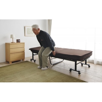 折りたたみベッド ブラウン シングル ハイタイプ 組立不要 アイリスオーヤマ[53753148]