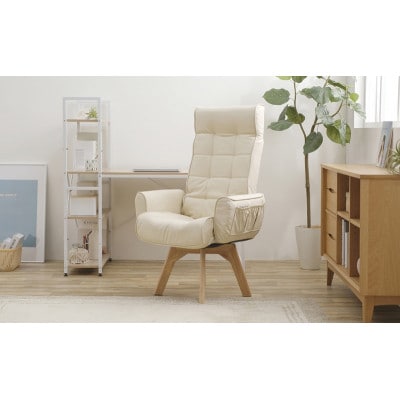 回転チェア レザー調 ハイバック LECN-KHB アイボリー 一人掛け