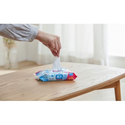 【60枚入り×24個】純水ウェットティッシュ 60枚入 WTS-60P3P [53753200]
