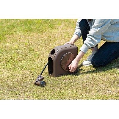 フルカバーホースリール スリムHG ダークブラウン 10m アイリスオーヤマ[53752958]