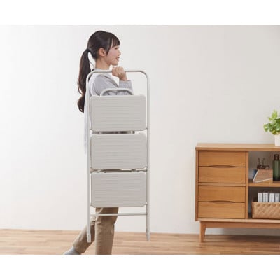 折りたたみステップ3段 ニュアンスグレー アイリスオーヤマ[53752969]