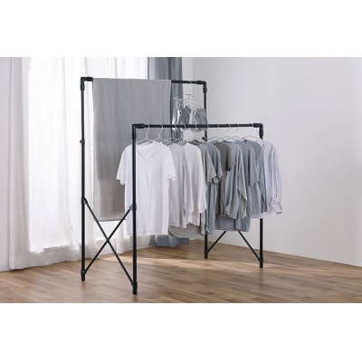 伸縮多機能スタイル物干し ブラック  アイリスオーヤマ[53753026]