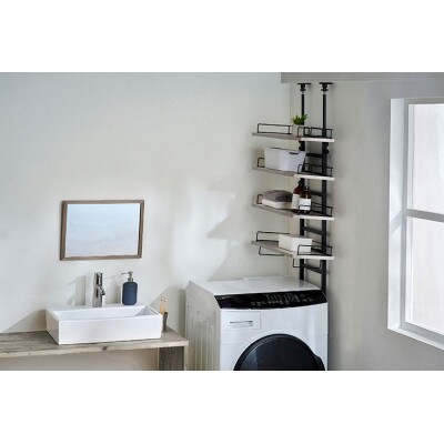 つっぱりランドリーラック ブラック/アッシュグレー アイリスオーヤマ[53753034]